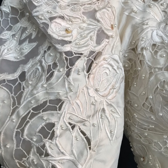 Vintage St. Pucchi Ivory Lace Wedding Dress Gown Rare 0-4 - Picture 3 of 8